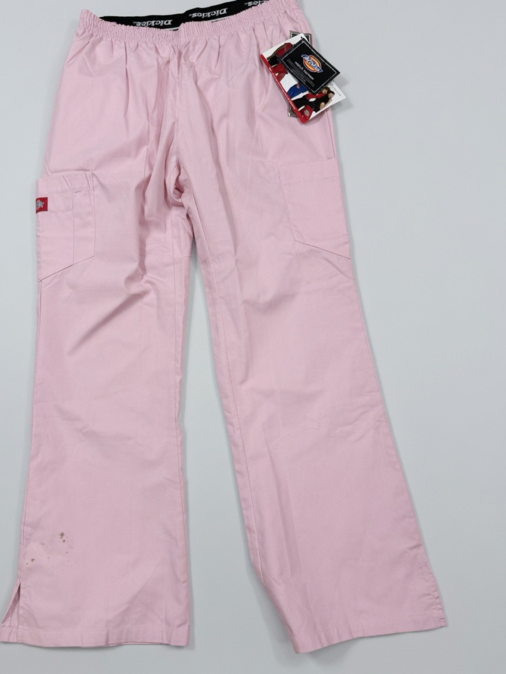 Dickies Medical Scrubs Cargo Flare Pants Large LG Pink Stain on Leg